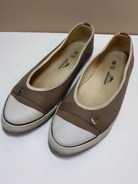 Longchamp LePliage Brown and Cream Canvas Ballet Flats Sneakers, 40